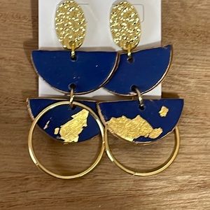 🎉💙 NEW Elise Blue Gold Dangle Earrings Game Day Gifts
